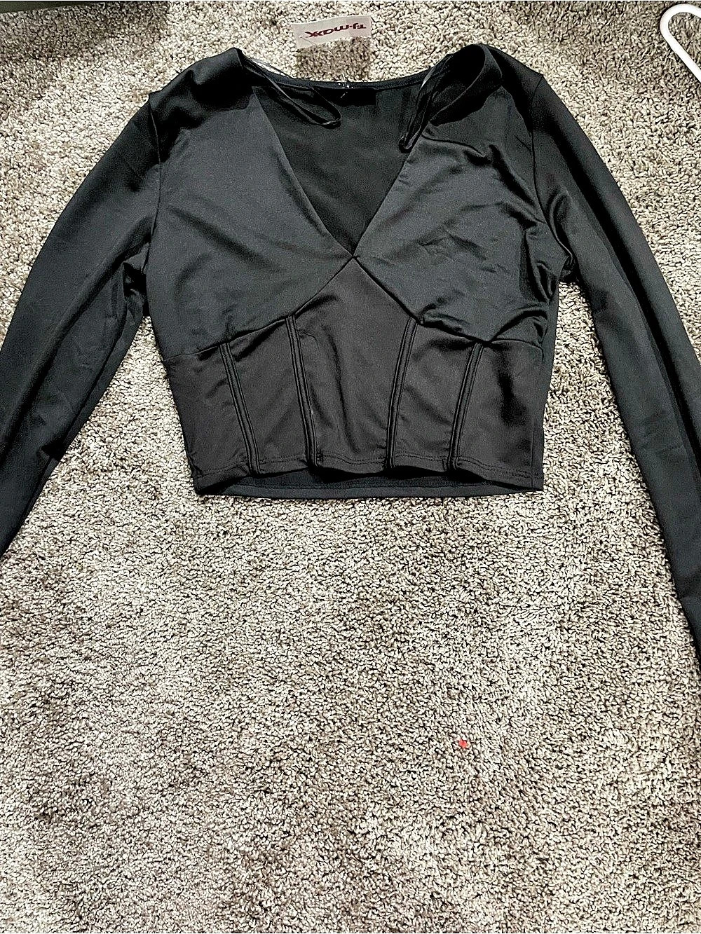 SHEIN Black Long Sleeve Bodysuit Size Large Like New